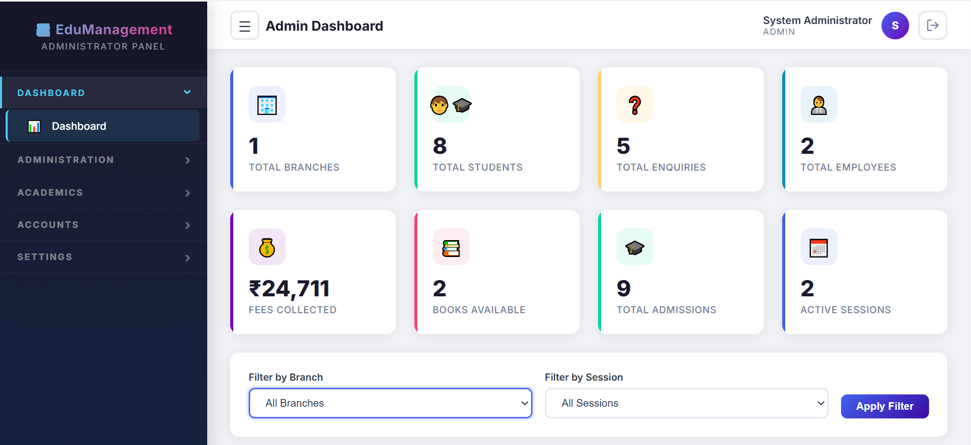 School ERP Screenshot